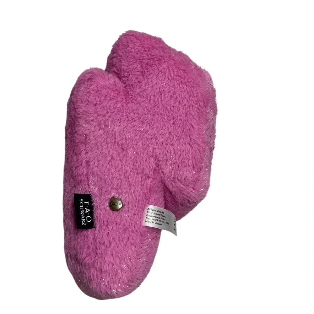FAO Schwarz Rock Glam Pink Faux Fur Gold Lightning Bolt Plush Decorative Pillow